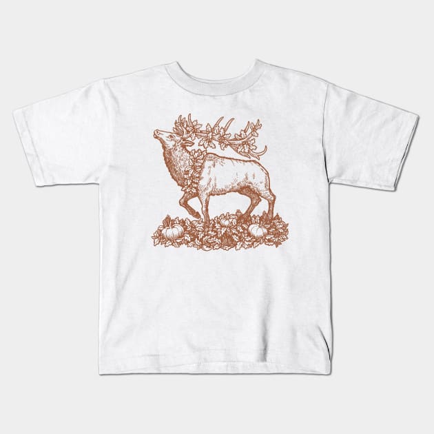 Autumn Elk Kids T-Shirt by calebfaires